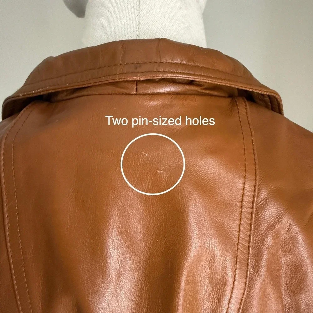 Vtg Wilson's Leather Maxima Cognac Brown Genuine Leather Blazer Jacket Medium 90